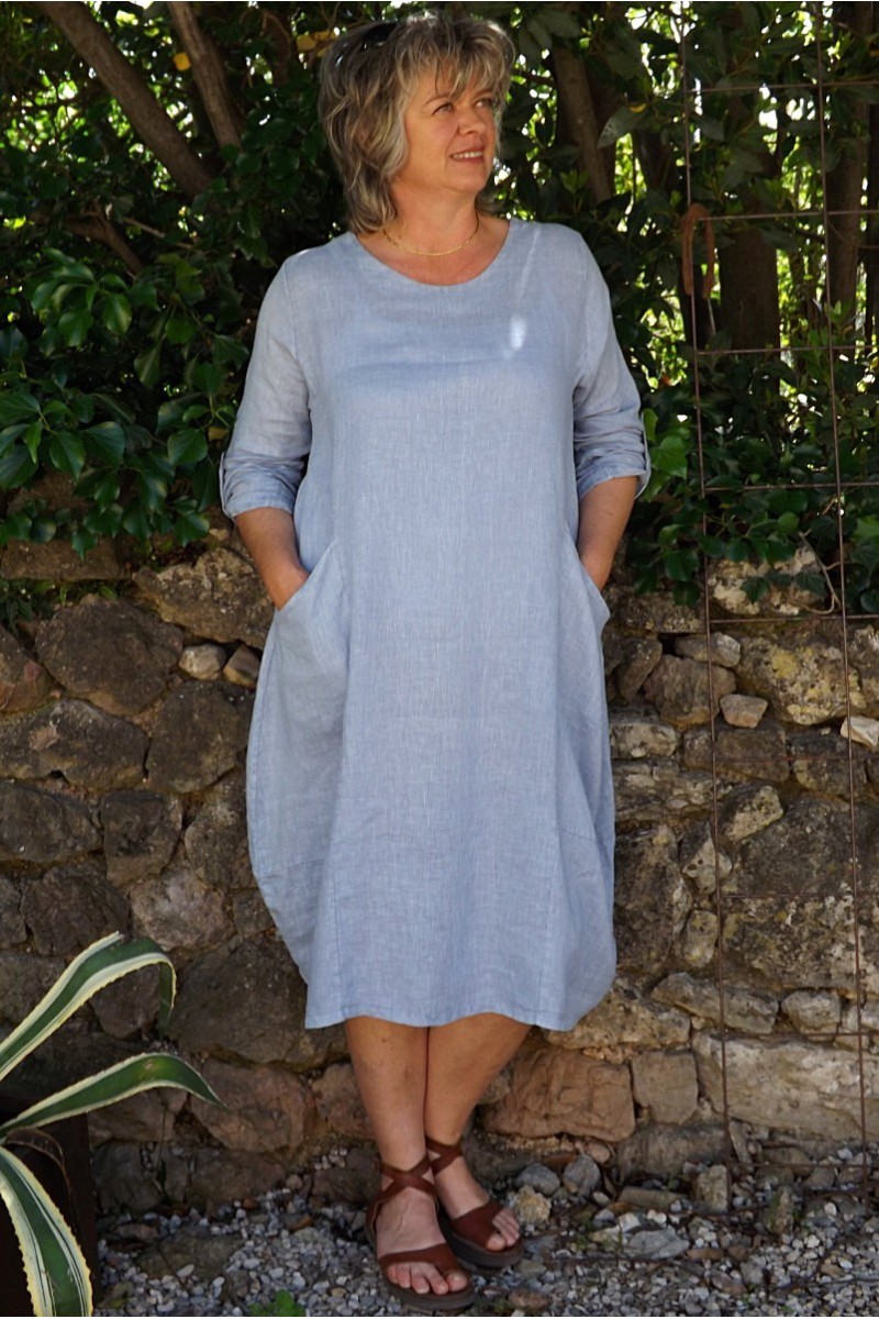 Robe lin Celestine bleue