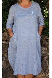 Robe lin Celestine bleue