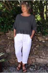 Pantalon lin blanc Gabriel et top lin Célestin