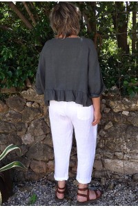 Pantalon lin blanc Gabriel et top lin Célestin