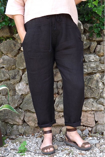 Pantalon lin noir Gabriel