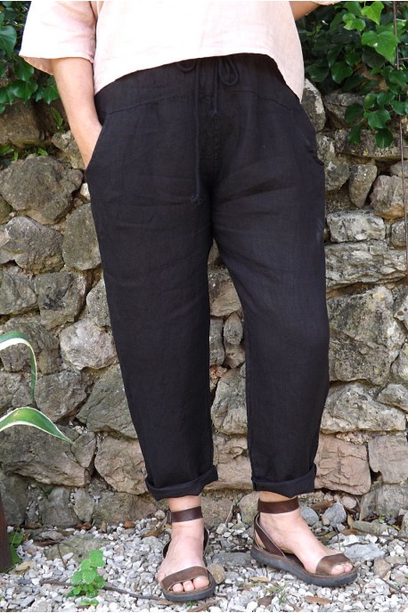 Pantalon lin noir Gabriel