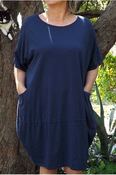 ROBE COTON GRANDE TAILLE ELINE MARINE