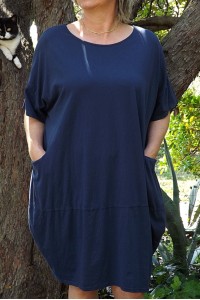 ROBE COTON GRANDE TAILLE ELINE MARINE