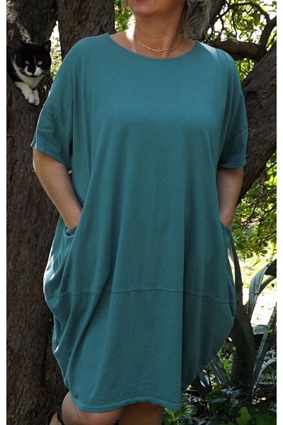 Robe grande taille coton Eline eucalyptus