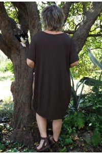 Robe grande taille coton Eline chocolat