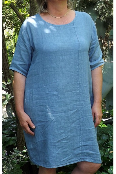 Robe lin basique bleue