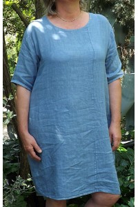 Robe lin basique bleue