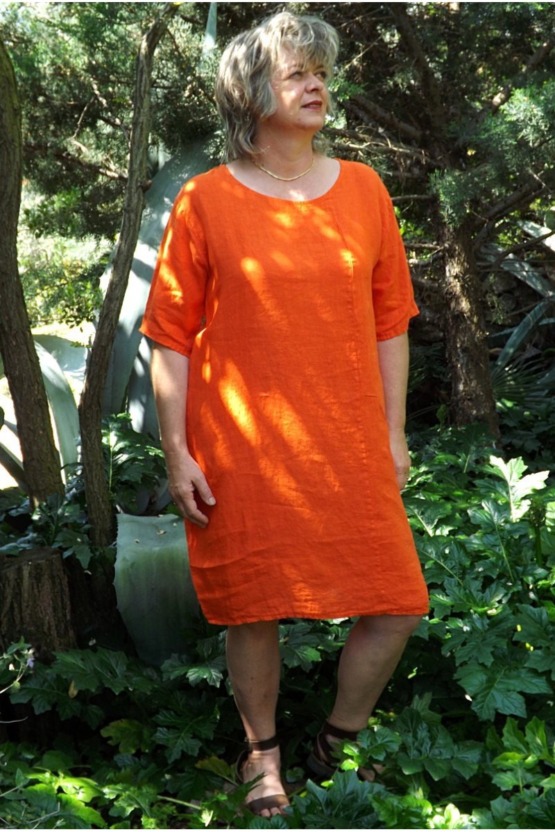 Robe lin basique orange