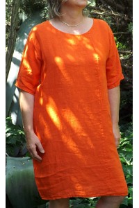 Robe lin basique orange