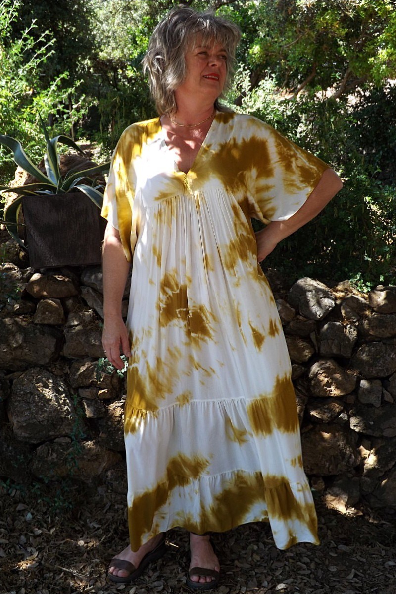 Robe Anastasia Oversize Tie and Dye moutarde Robe Anastasia Oversize Tie and Dye moutarde