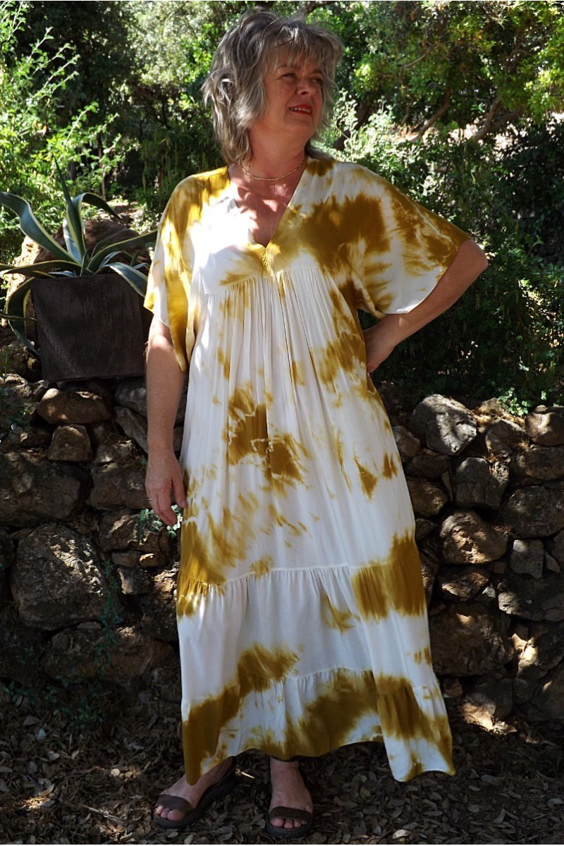 Robe Anastasia Oversize Tie and Dye moutarde