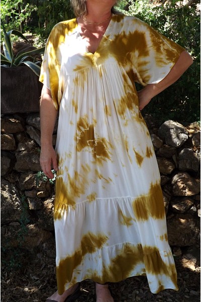 Robe Anastasia Oversize Tie and Dye moutarde