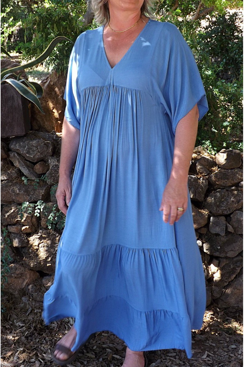 Robe Anastasia viscose Oversize bleue