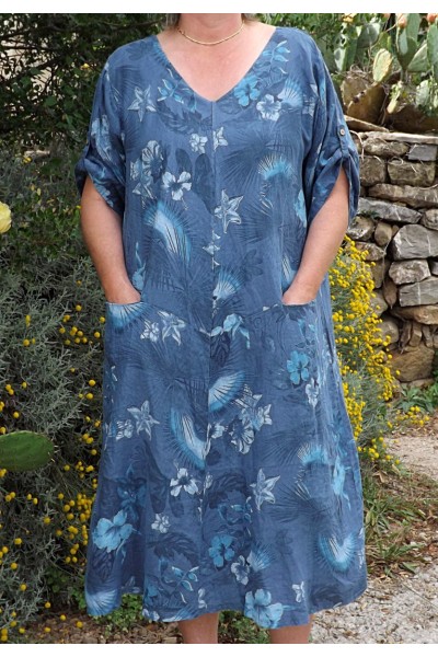 Robe lin Emilie bleue
