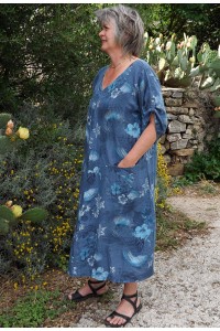 Robe lin Emilie bleue