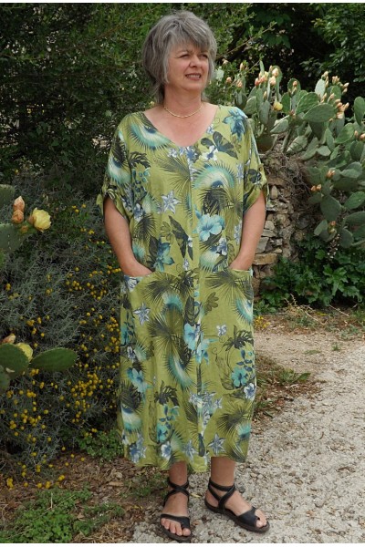 Robe lin Emilie verte