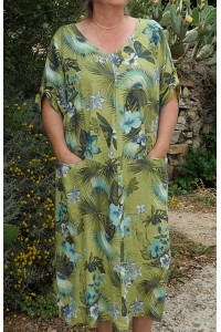 Robe lin Emilie verte