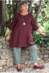 Tunique lin prune Emma et pantalon gabriel kaki