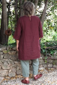 Tunique lin prune Emma et pantalon gabriel kaki