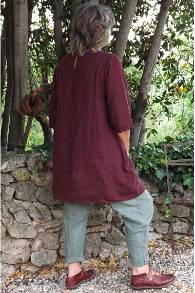 Tunique lin prune Emma et pantalon gabriel kaki