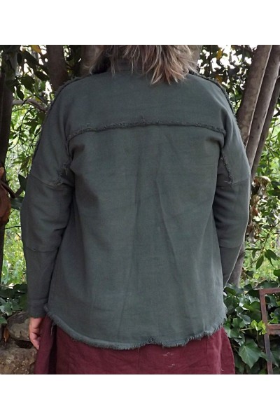 Veste courte Maguelone kaki, tunique lin Emma et pantalon lin Gabriel