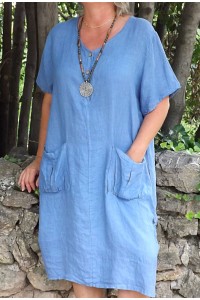 Robe lin Emilienne bleue