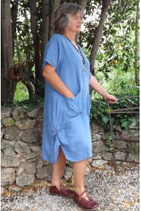 Robe lin Emilienne bleue