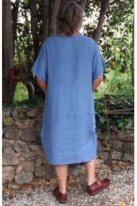 Robe lin Emilienne bleue