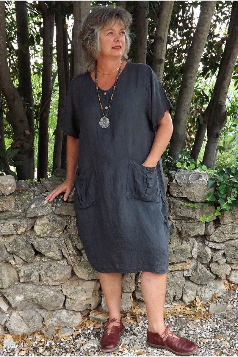 Robe lin Emilienne anthracite