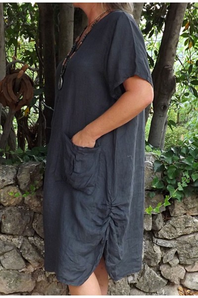 Robe lin Emilienne anthracite