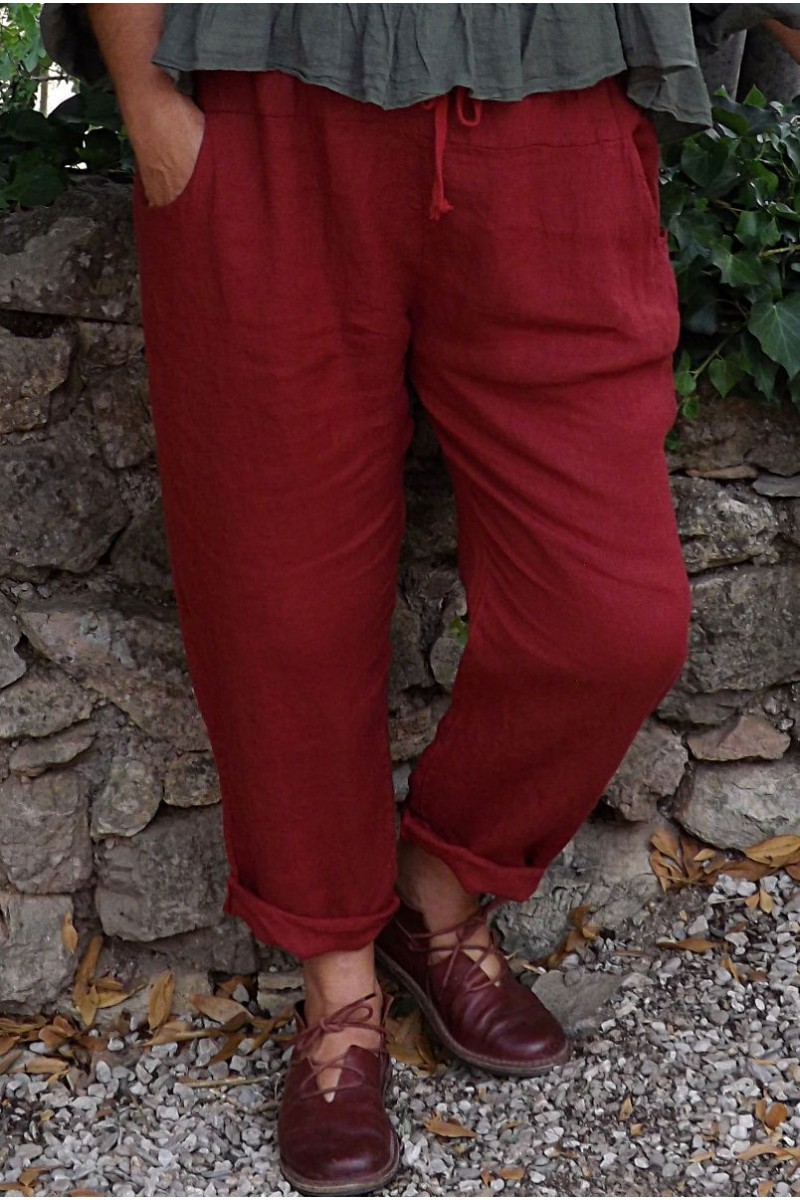 Pantalon lin grande taille clearance