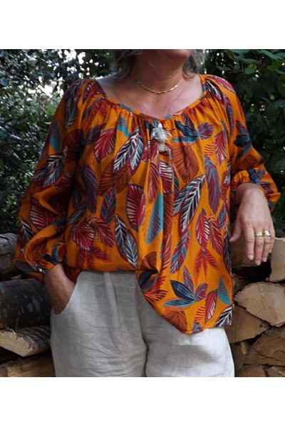 Tunique Elise potiron et pantalon lin Gabriel
