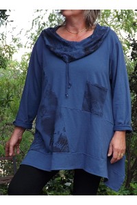 Tunique coton grande taille bleu de nîmes Alice et jegging Sam