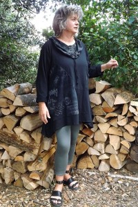 Tunique coton grande noire Alice et jegging Sam