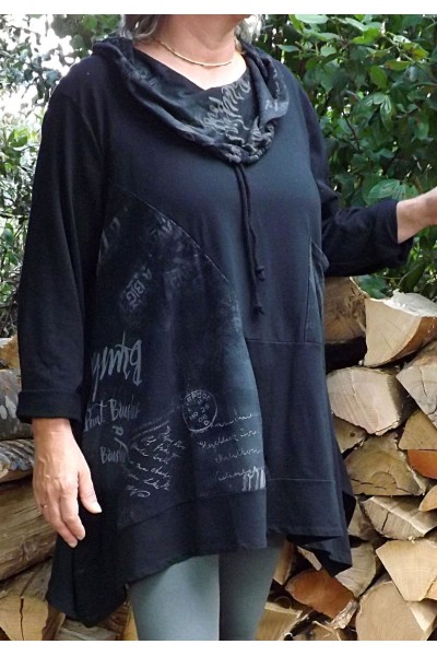 Tunique coton grande noire Alice et jegging Sam