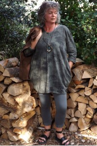 Tunique coton kaki Adélie et jegging Sam