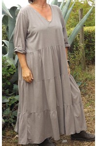 Robe coton grande taille Antoinette taupe