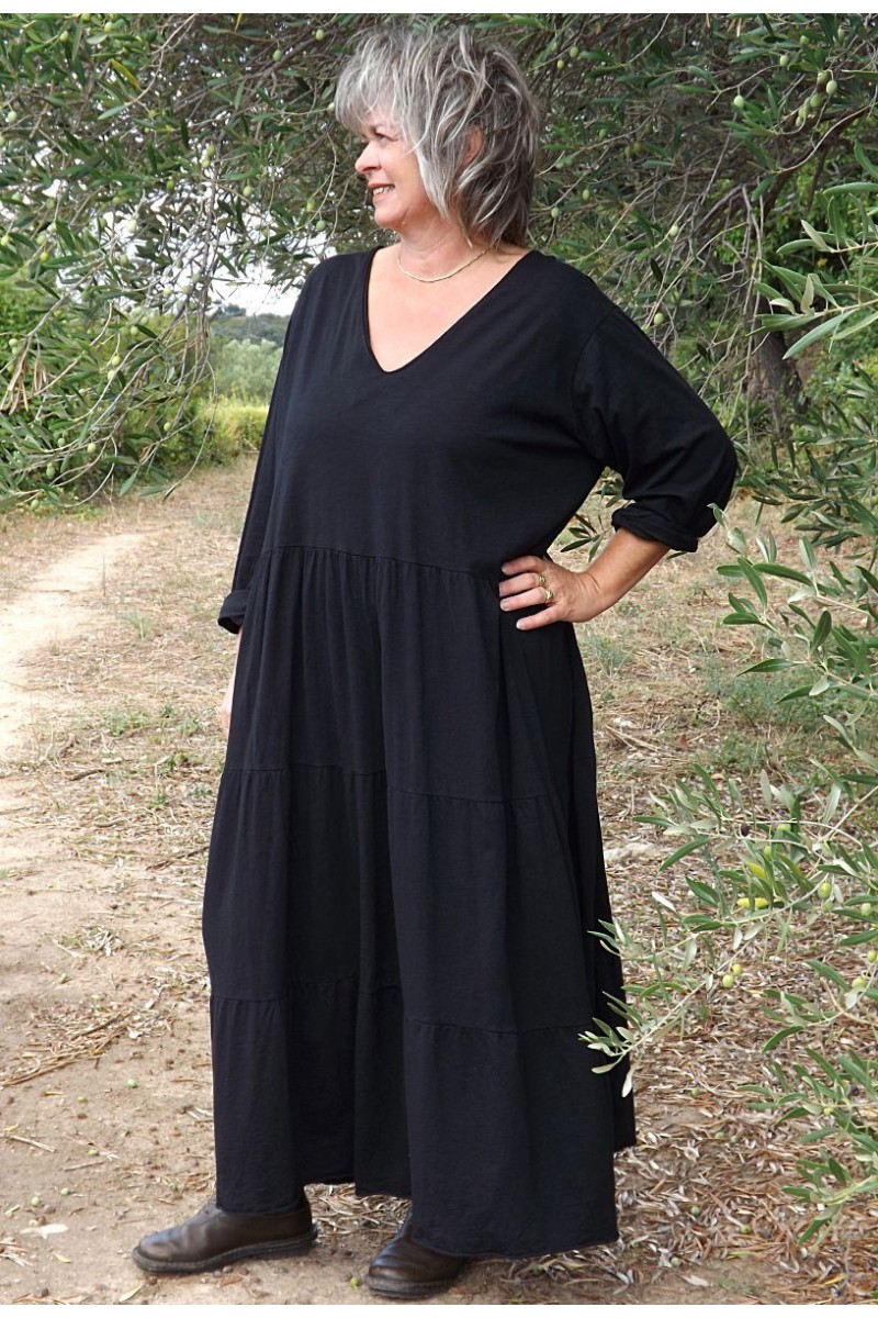 Robe coton grande taille Antoinette noire