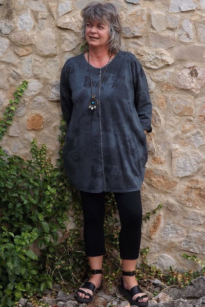Tunique coton anthracite Adélie et jegging Sam
