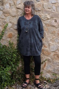 Tunique coton anthracite Adélie et jegging Sam