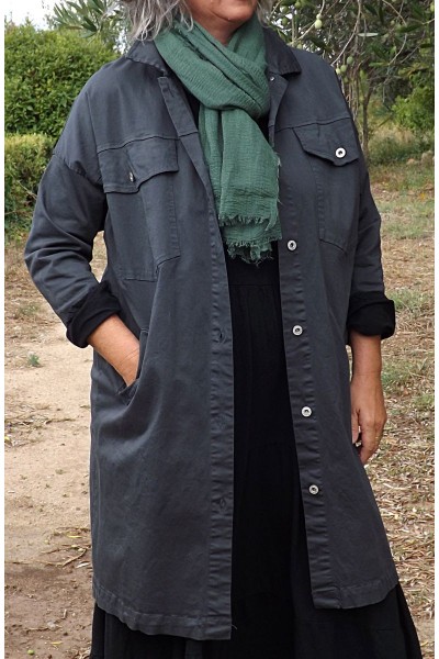 Veste Larzac sur robe Antoinette et un foulard coton