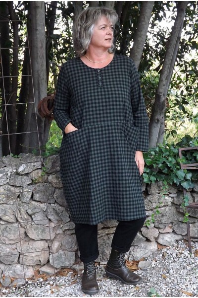 Robe coton Angèle kaki et pantalon Gaby