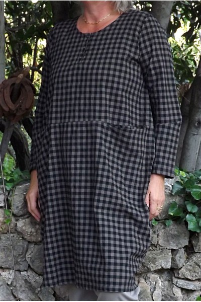 Robe coton Angèle taupe et pantalon Gaby