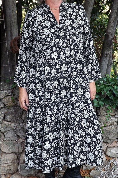 Robe longue fond noir Jeanne