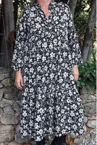 Robe longue fond noir Jeanne