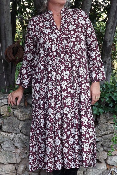 Robe longue fond bordeaux Jeanne
