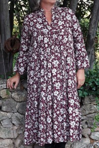 Robe longue fond bordeaux Jeanne