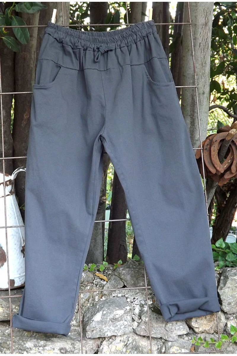 Pantalon toile de coton Gaby anthracite