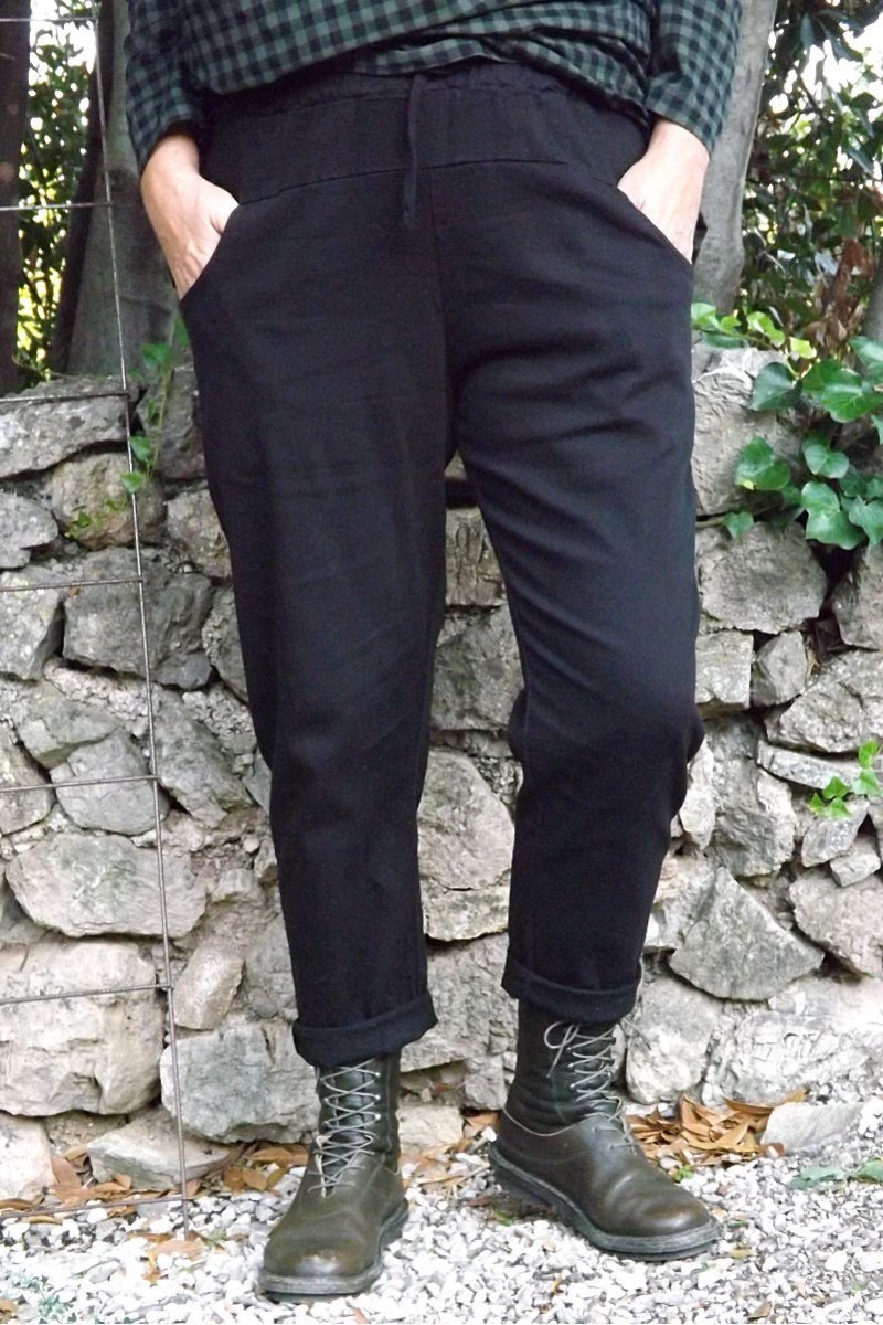 Pantalon femme en coton couleur noire